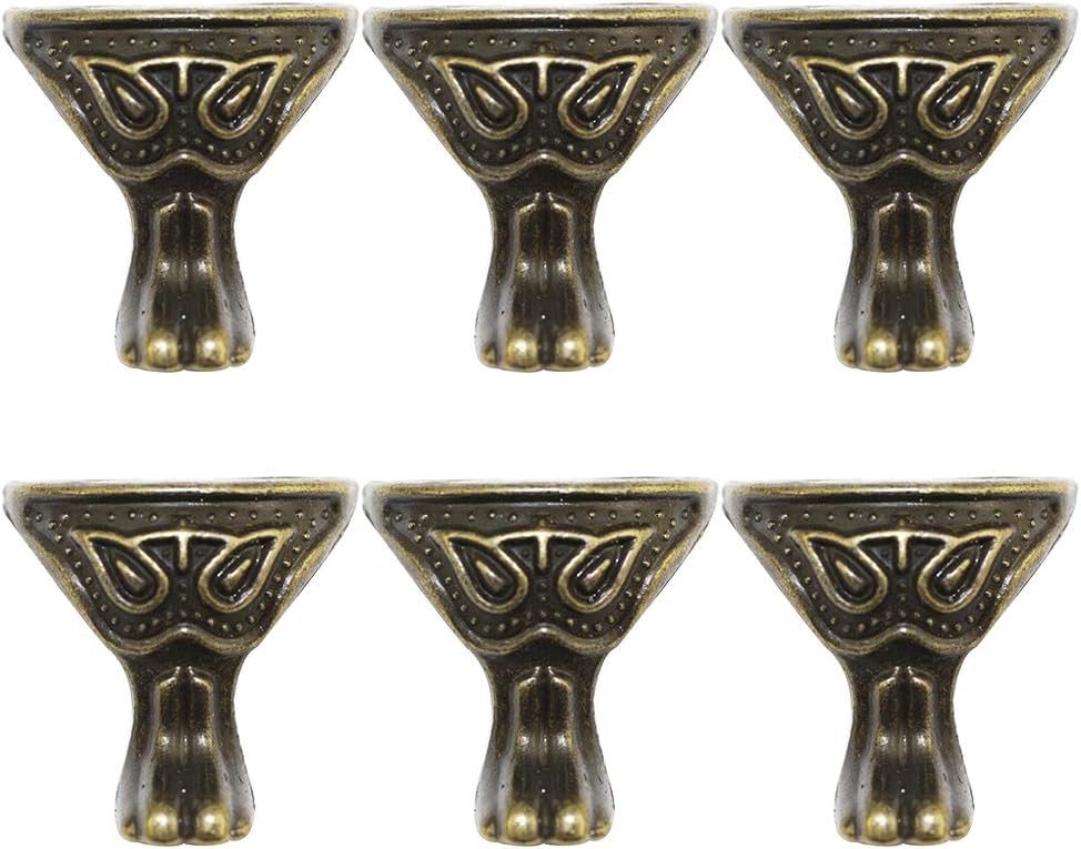 VOSAREA 20pcs Antique Box Legs Metal Box Feet Corner Protectors Jewelry Box Chest Wood Case Legs Corner Protector Guards Bronze 28x27mm