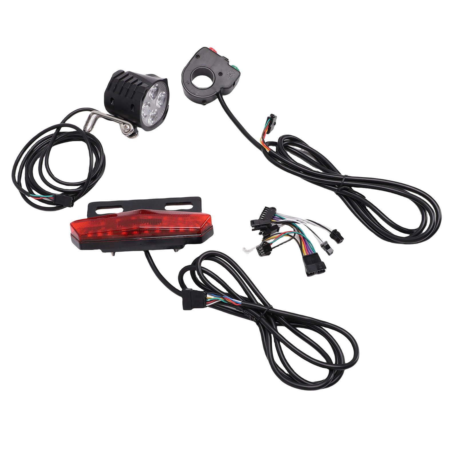 Sxhlseller Set di Luci per Bicicletta Elettrica, Interruttore a Chiave, Indicatore di Direzione, Clacson per Guida Notturna, Materiale ABS
