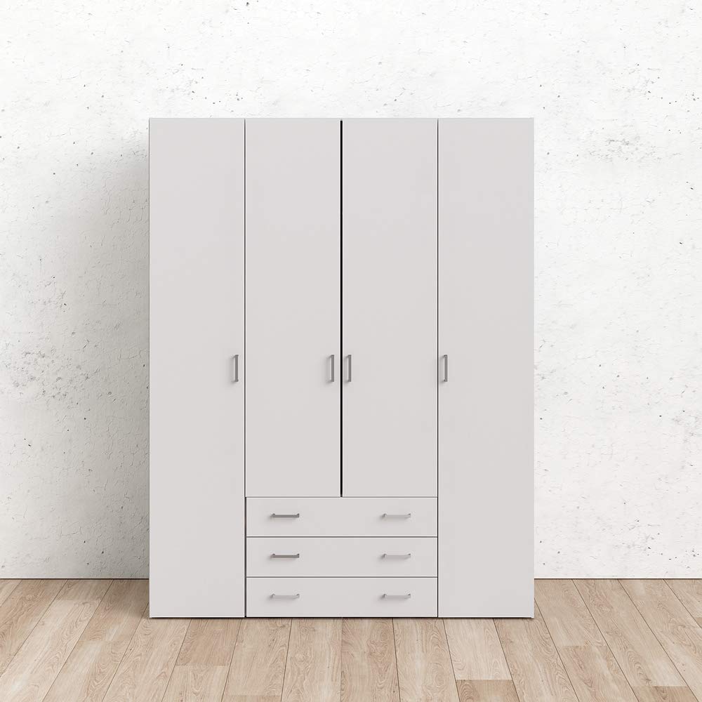 Tvilum 704104949 Jade Armoire avec 4 Portes + 3 tiroirs (200) Blanc