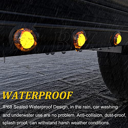 Bjz 3/4'' Led Trailer Marker Clearance Lights Amber Round 12V Led Side Marker Front Rear Stop Turn Signal Tail Indicator Light Waterproof For Trailer Truck Atv Utv Rv Van Pickup, 10Pcs W/Amber Lens #TOP2
