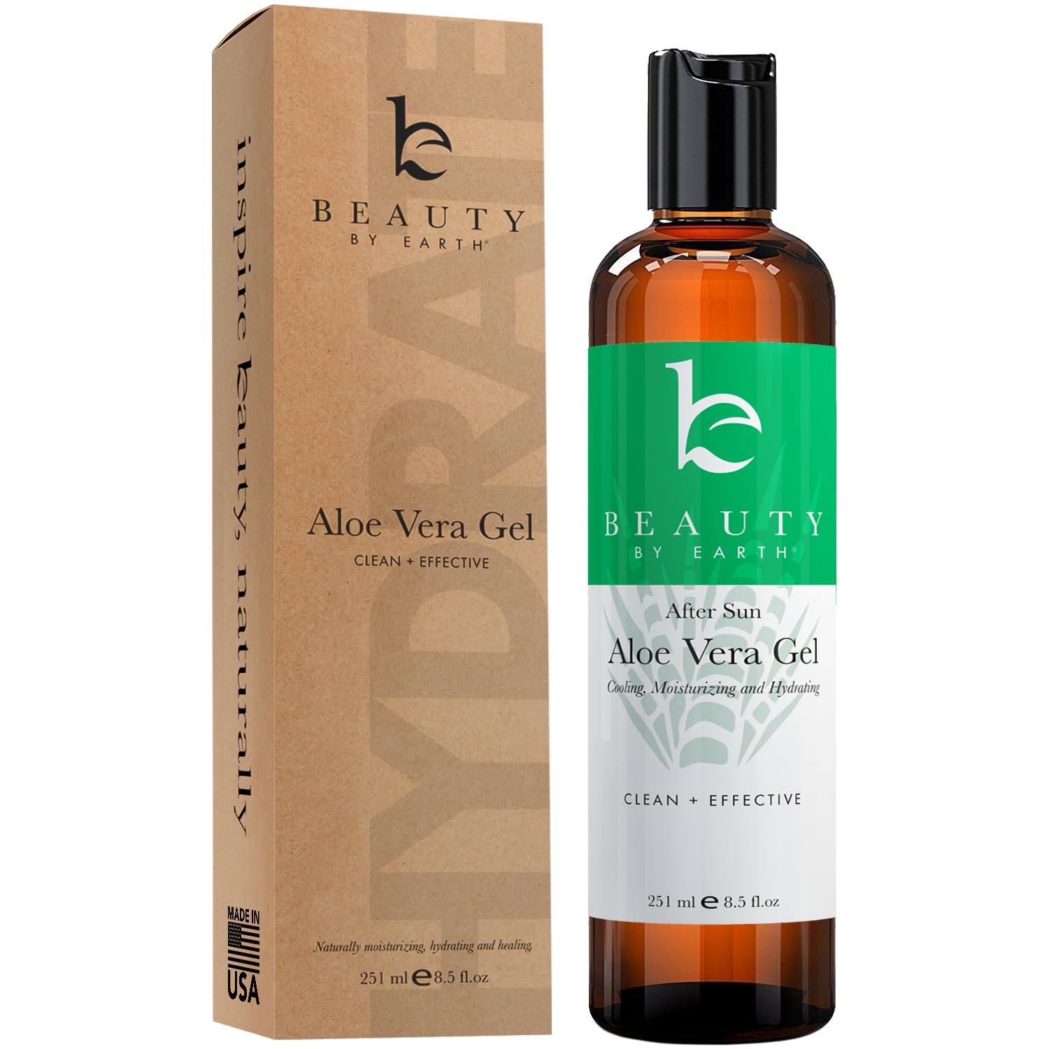 Beauty by Earth Aloe Vera Gel - Aloe Vera Plant for After Sun Lotion, Pure Aloe Vera Gel for Skin Care, Aloe Gel is Best for Face, Hair & Soothing Skincare