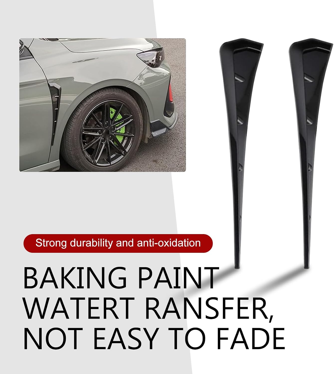 2PCS Car Fender Side Vents, ABS Air Wing Vent Trim Sticker, Fender Decoration Sticker, Styling Auto Air Flow Intake Hole Spoiler Decor Cover, Universal Auto Exterior Accessories