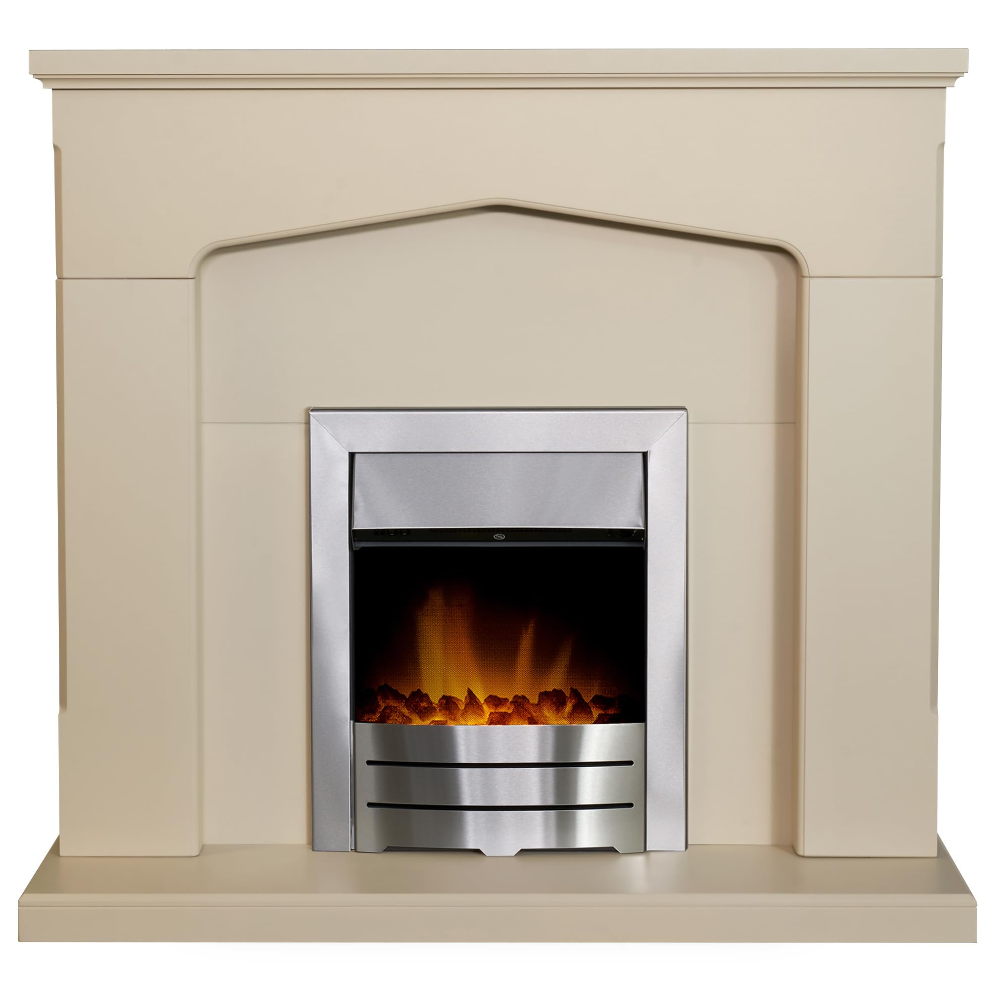 Adam Cotswold Fireplace In Stone Effect With Colorado Electric Fire In Brushed Steel, 48 Inch