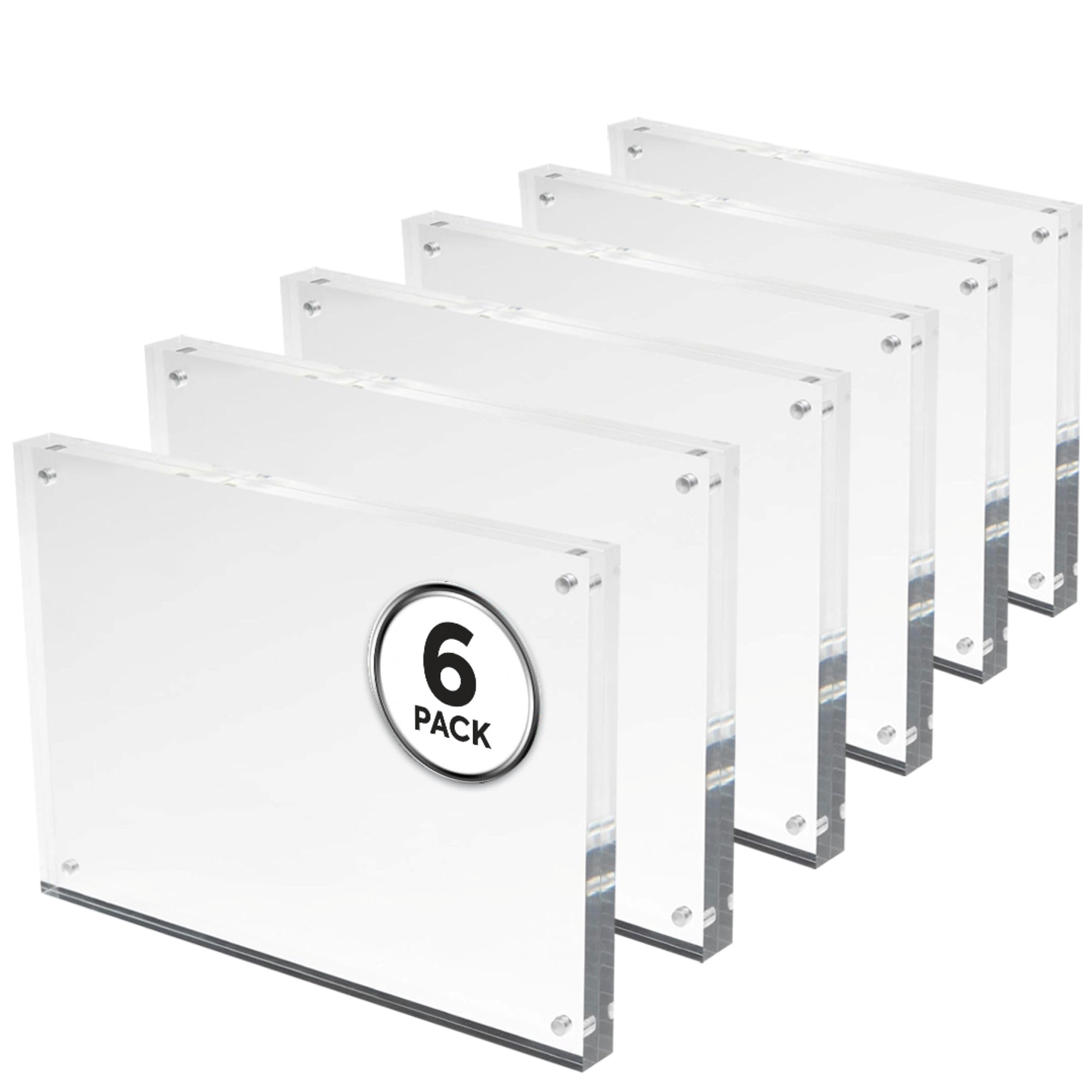 Deflecto 15mm A6 Magnetic Double Sided Acrylic Display Block Photo Frame, Clear, Transparent, Picture Display, Homemare (150 x 105 x 15mm) - Multi-pack purchase of 6