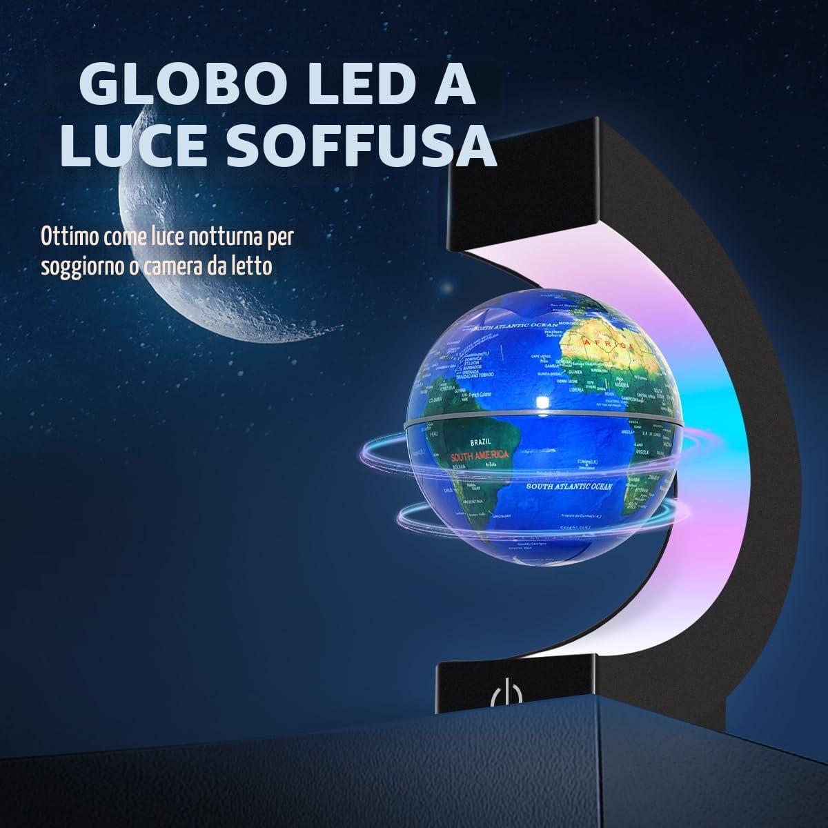 Lampada a globo galleggiante a levitazione magnetica con luci LED, globo a C per la decorazione della scrivania dell'ufficio, regalo fantastico per uomini, donne, padri e marit(Globo 8,5cm)