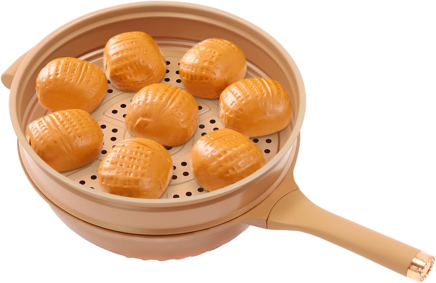 Microwave Pressure Cooker Multifunctional Pottery Clay Non-Stick Micro Pressure Pot with Basket&Spatula Steam Boil Bleach Fry Integrated Miniature Pressure Cooker for All Kinds of Stoves