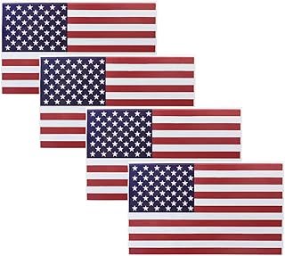 4PCS USA American Flag Decal Car Stickers, 5" x 3" Vinyl Vehicle Window Bumper Sticker, Waterproof US Flag Sticker Patriotic Decal for Car, Motorcycle, Truck, Helmet