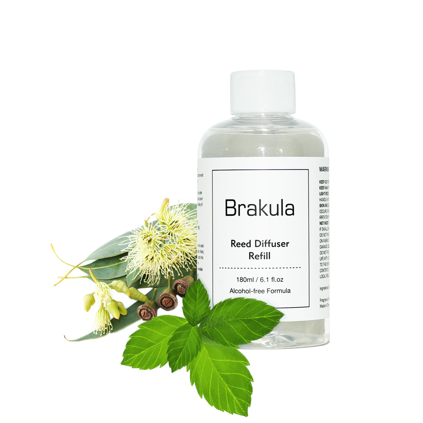 BrakulaReed Diffuser Oil Refill - Eucalyptus & Mint Scent Home Fragrance Oil, 180ML, 6.08OZ