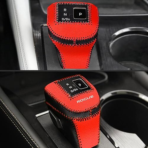 Miniatura 7 de XITER Funda de cuero para palanca de cambios automática, funda protectora de palanca de cambios para Nissan Rogue 2021 2022 2023 2024, accesorios