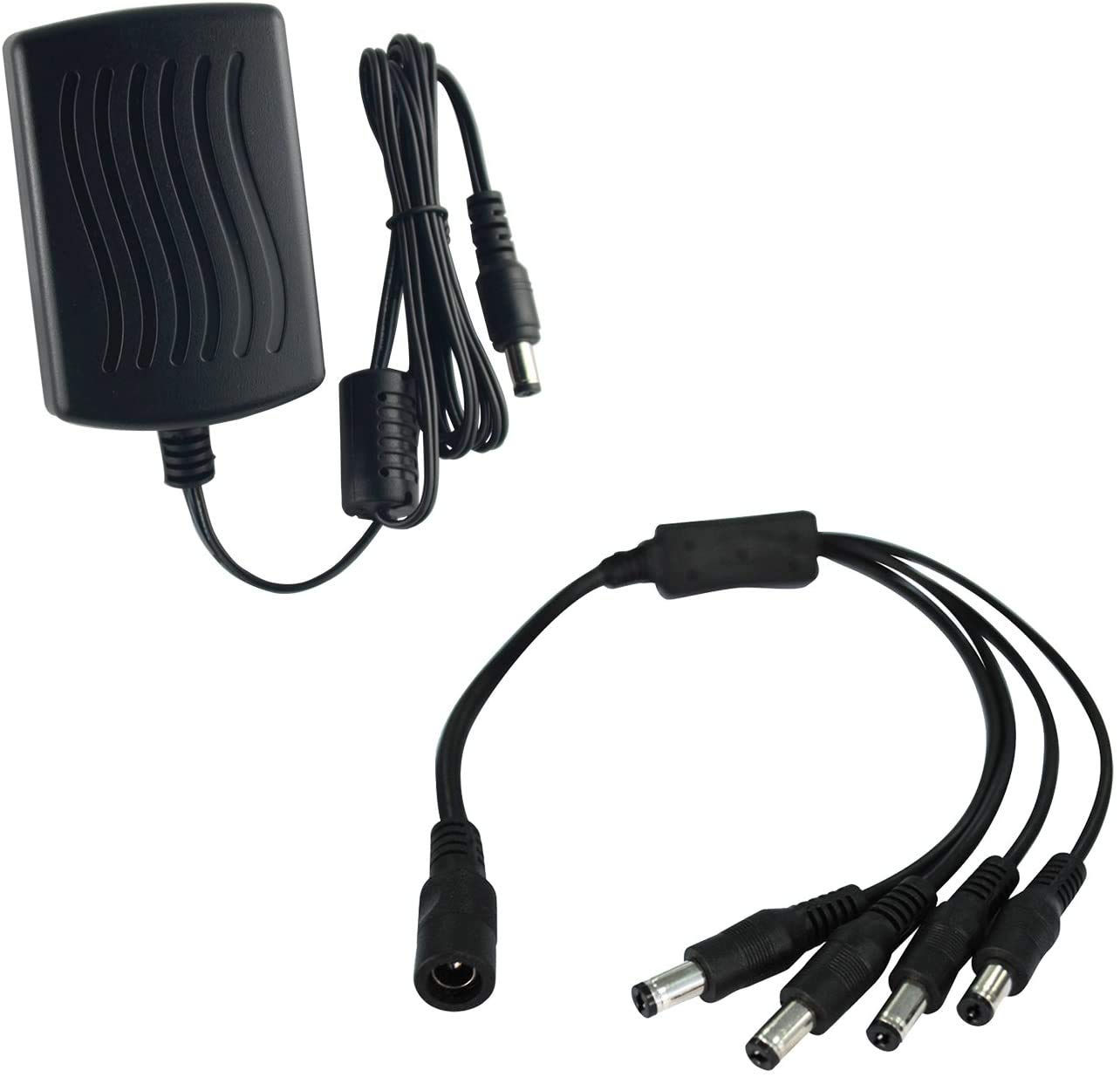 ANNKE DC 12V 2A EU enchufe fuente de alimentación Unidad de fuente de alimentación para CCTV DVR / cámara + 1 a 4 divisor en Y DC 12V divisor de cable 1 enchufe a 4 enchufe para