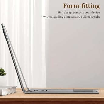 Fintie Sleeve Case for Surface Laptop 8th/7/6/5/4/3/2, 13.5-13.8 Inch | Folio Book Cover with Large Pocket, PU Leather, Magnetic Closure, Black