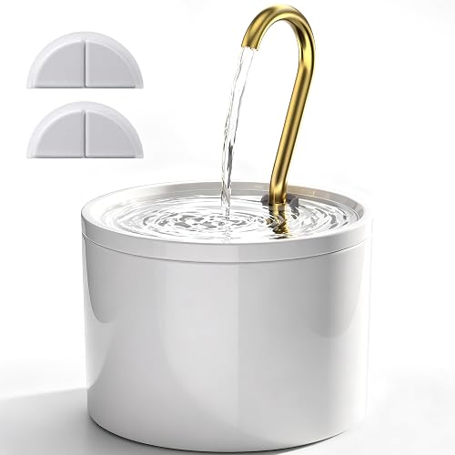 TOMXCUTE Ceramic Cat Water Fountain 1.2L - Quiet Pump, Copper Spout, 3 Flow Modes for Cats & Small Pets
