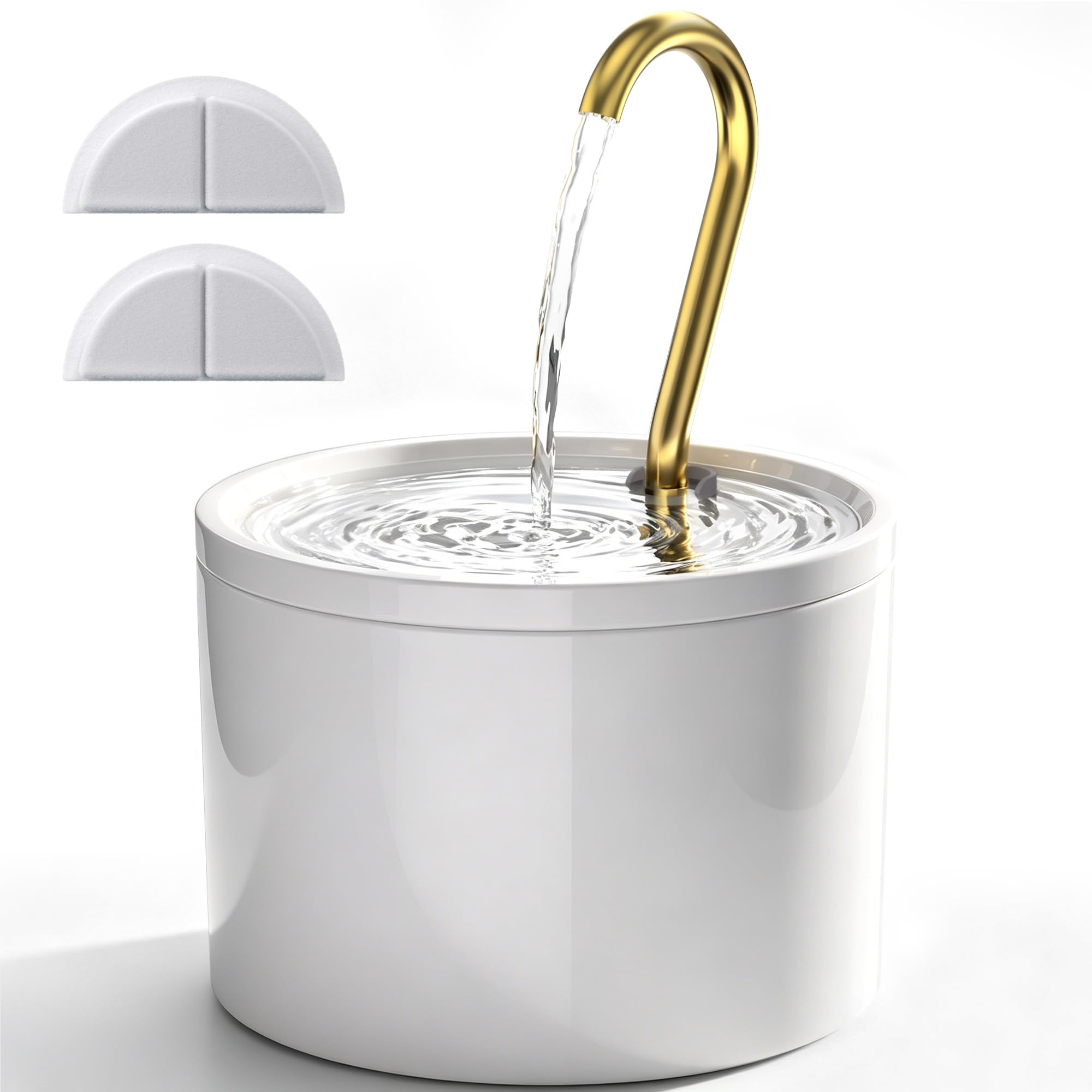 Kittyspout Fontana per gatti in ceramica 1,2L con 2 Filtri Inclusi | Pompa ultra silenziosa, fontana bianca con rubinetto in rame, adatta a gatti e cani di piccola taglia
