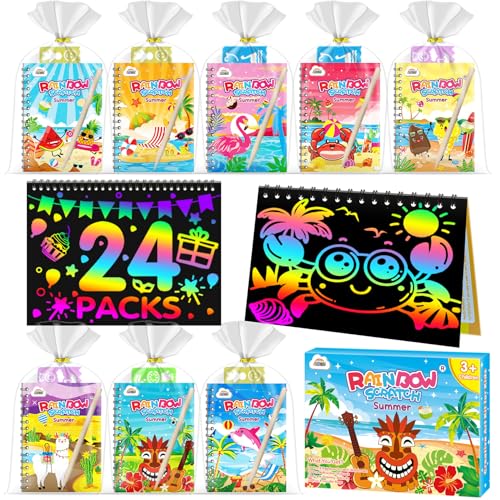 ZMLM Livros Scratch Art Kit com palmilha e lápis de madeira, presentes de aniversário para crianças colégio - Lembrancas de aniversário para crianças e menina alunos de 3 a 9 anos (24 unidades