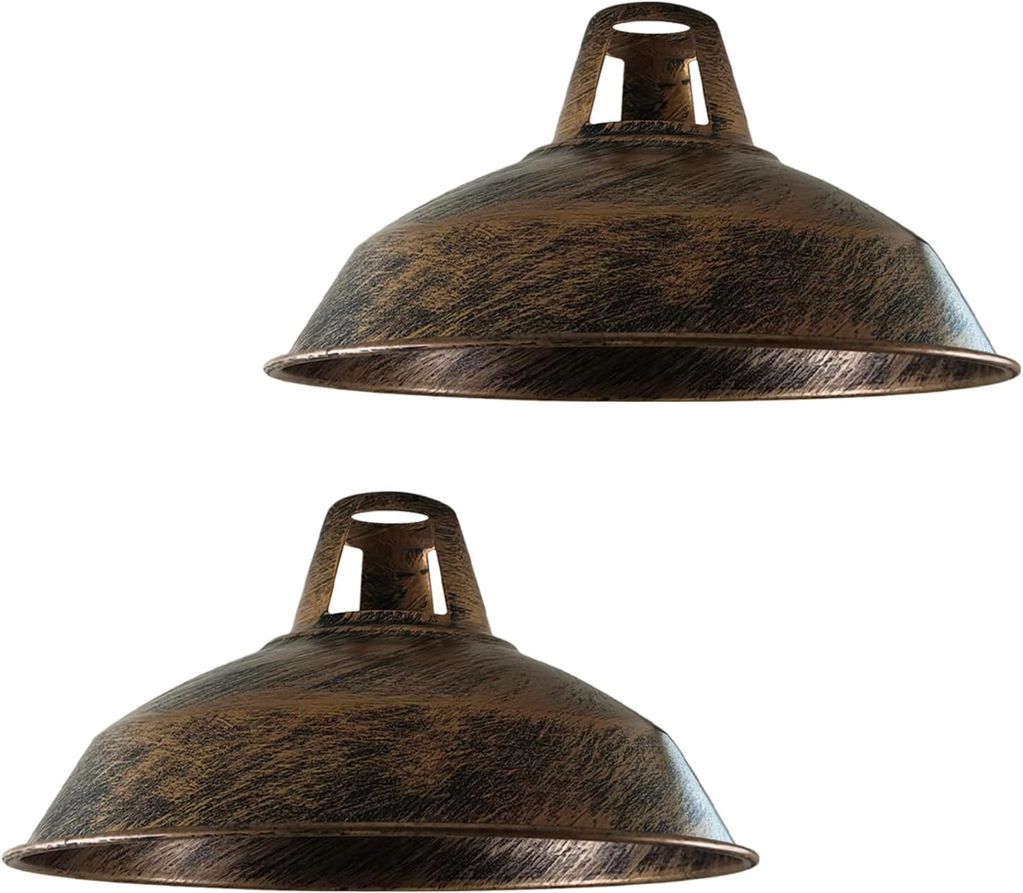 Industrial Modern 30cm Metal Pendant Light Shade, Retro E26 Base Lampshade with Free Reducer Plate for Kitchen Island, Farmhouse, Dining Room & Restaurant Lighting (2 pack - Brushed Copper)