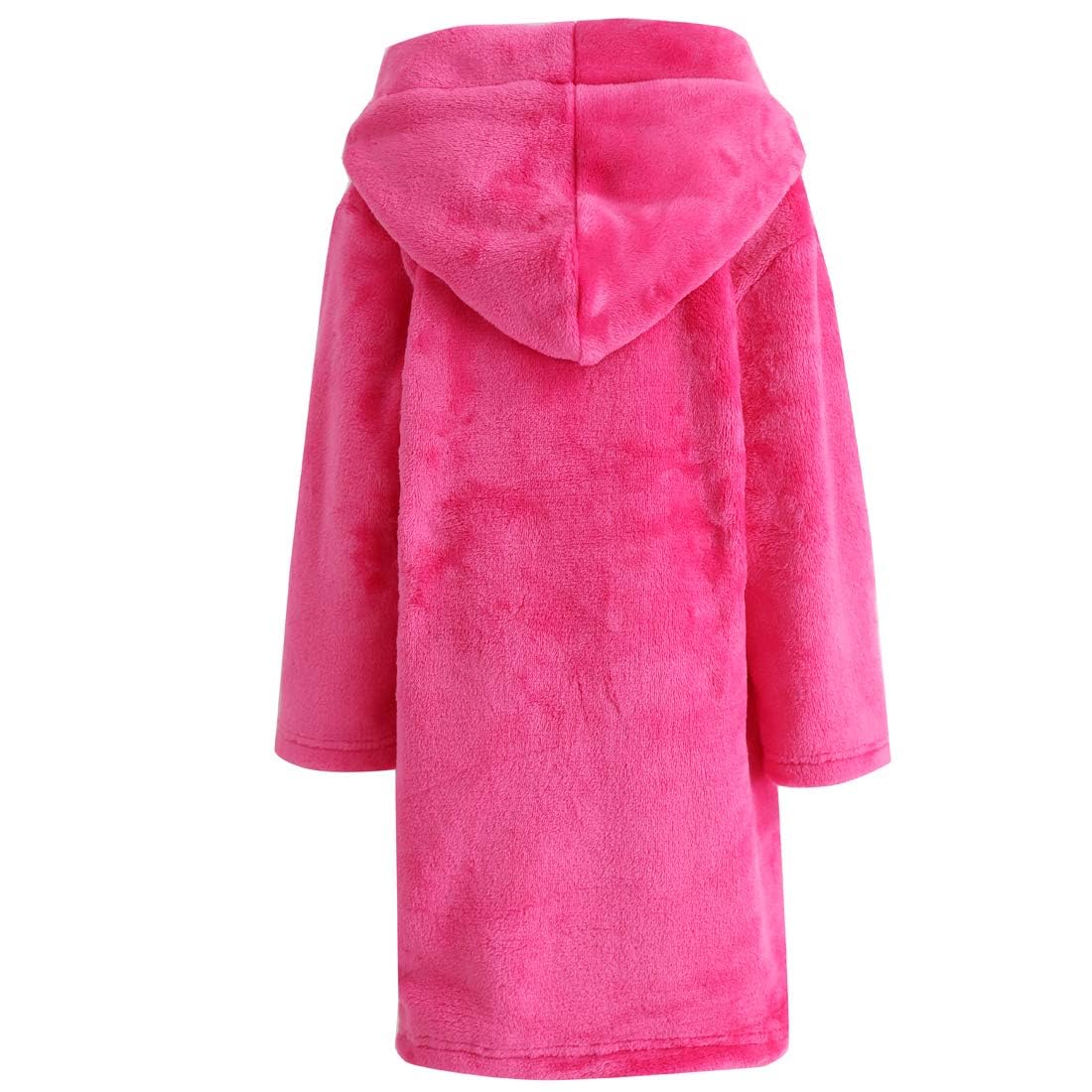 ECGK Girls Robe,Cute & Fleece Hooded Robe With Belt for Girls, 12 Months - 18 Years Rose 6-8 Years