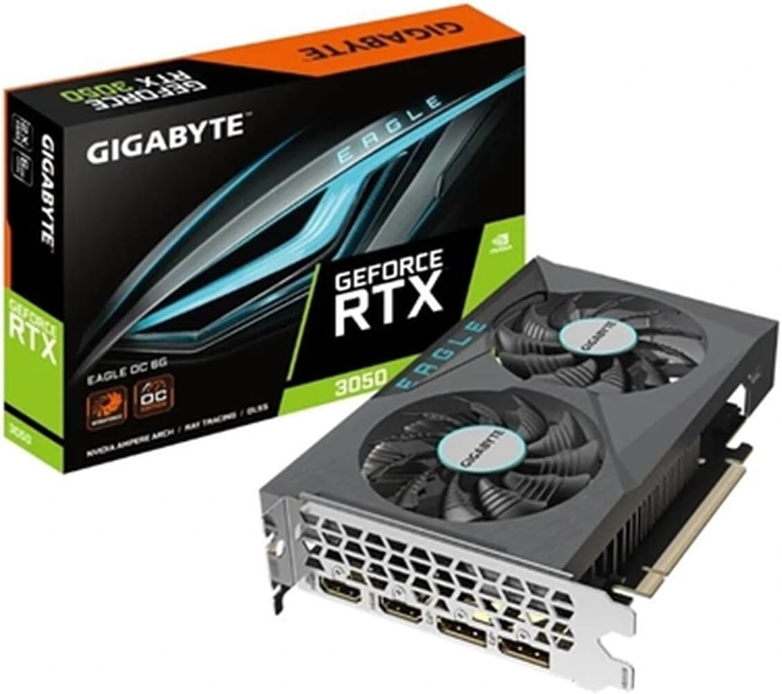 Gigabyte NVIDIA GeForce RTX 3050 EAGLE OC Graphics Card - 6GB GDDR6, 96-bit, PCI-E 4.0, 1500MHz Core Clock, 2x DP 1.4a, 2 x HDMI 2.1, NVIDIA Ampere - GV-N3050EAGLE OC-6GD