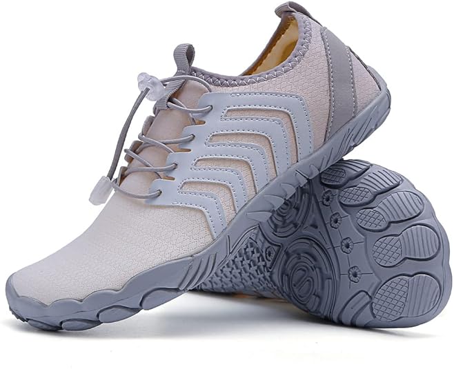FANSU Waterschoenen Mannen Vrouwen Zomer Barefoot Strand Aqua Schoenen Sneldrogend Antislip Lichtgewicht Unisex Ademende Sportschoenen voor Outdoor Zwemmen Strand Duiken Surf Wandelen, Grijs, 43.5 EU