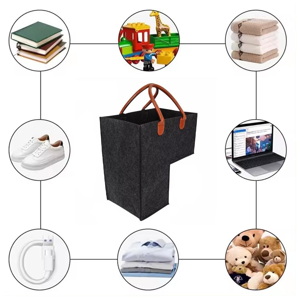 Cestino In Lino Per Scale Con Maniglie | Organizer Per Giocattoli, Libri E Telefoni Su Gradini In Moquette