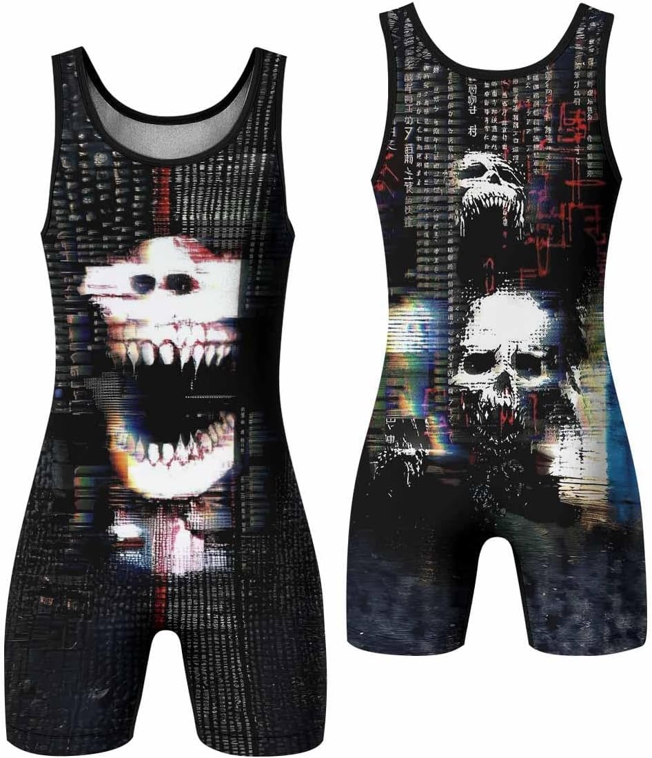 Men’s Dark Symbol Combat Wrestling Singlet – Performance Grappling Singlet for Training & Competition