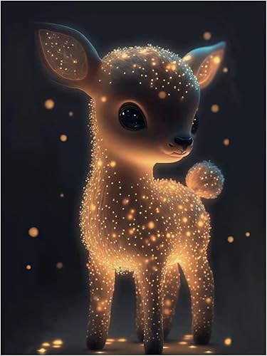 gilqso Pintura de diamante de ciervo para adultos, kits de arte de diamantes de animales, kits de arte de gemas de ciervo para adultos para regalo,