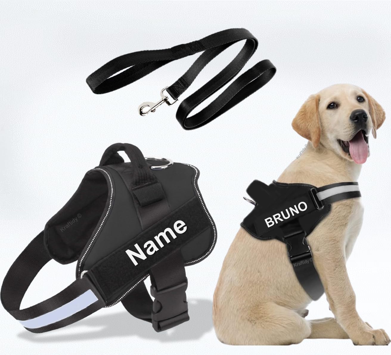 Kraftidy Dog Harness with Name id Customized for Dogs Large Medium Small Puppy All Breeds No Pull Harness Reflective Vest Harness Belt Adjustable with Personalized Dog Name (Black) (Small Dogs) (B0BTBVYX1P) Amazon Price History, Amazon Price Tracker