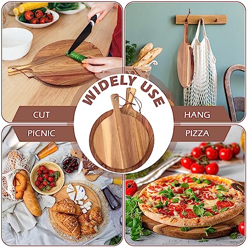 Juego de 16 tablas redondas de madera de acacia con mango miniatura 4