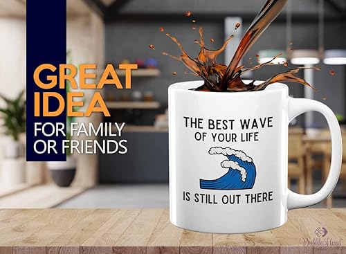 Taza de café de surf de 11 onzas, color blanco, The bezt wave, regalos para entusiastas del surf, deportes acuáticos, tabla de surf, atletismo,