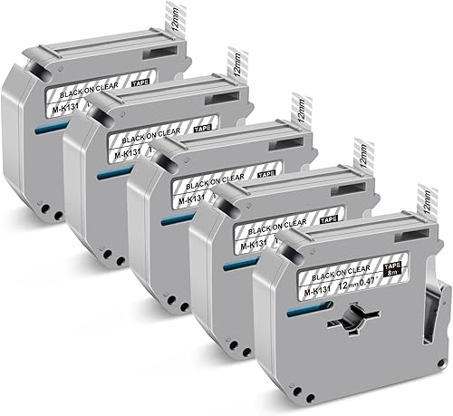 PT-M95 - Cinta para etiquetadora de repuesto transparente para Brother M Tape MK-131 MK131 P Touch, compatible con rotuladoras Brother PT-65 PT-80