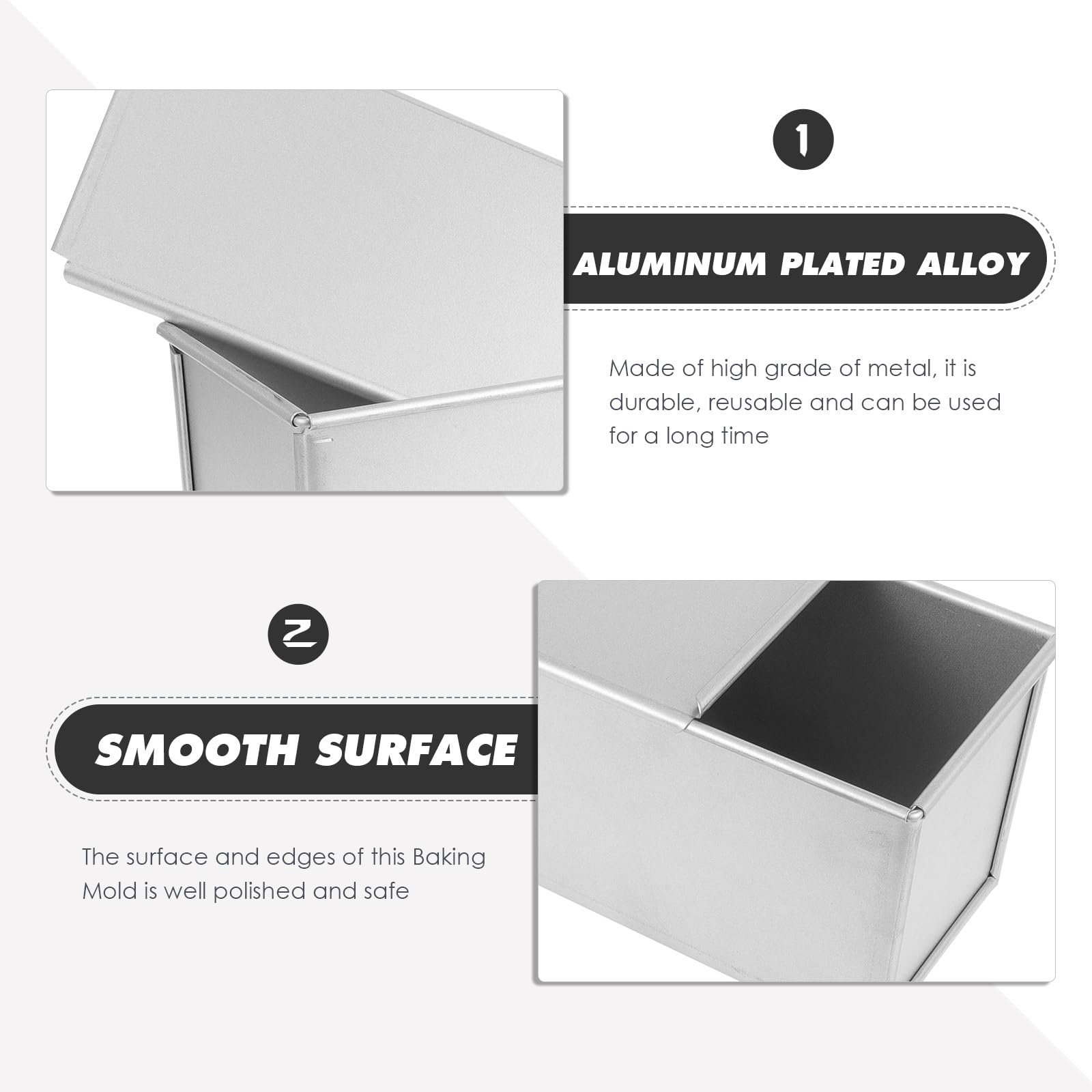 Luxshiny Molde antiadherente para pan con tapa de 12.59 x 4.72 x 4.52 pulgadas, molde de aluminio para hornear tostadas y sándwich, herramienta de panadería en el hogar, cocina