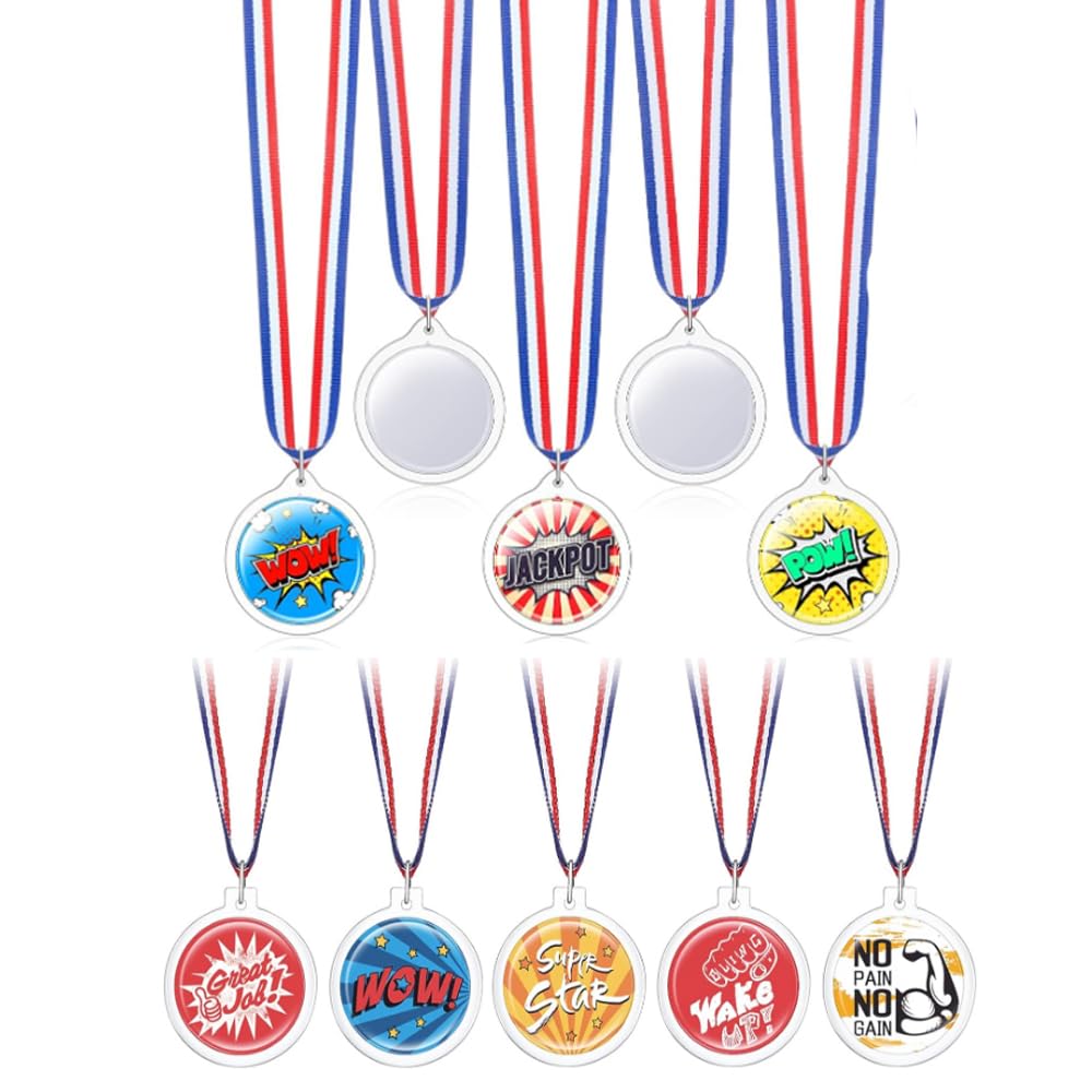 Medallas de bricolaje estilo olímpico con cintas para niños premio deportes festivales