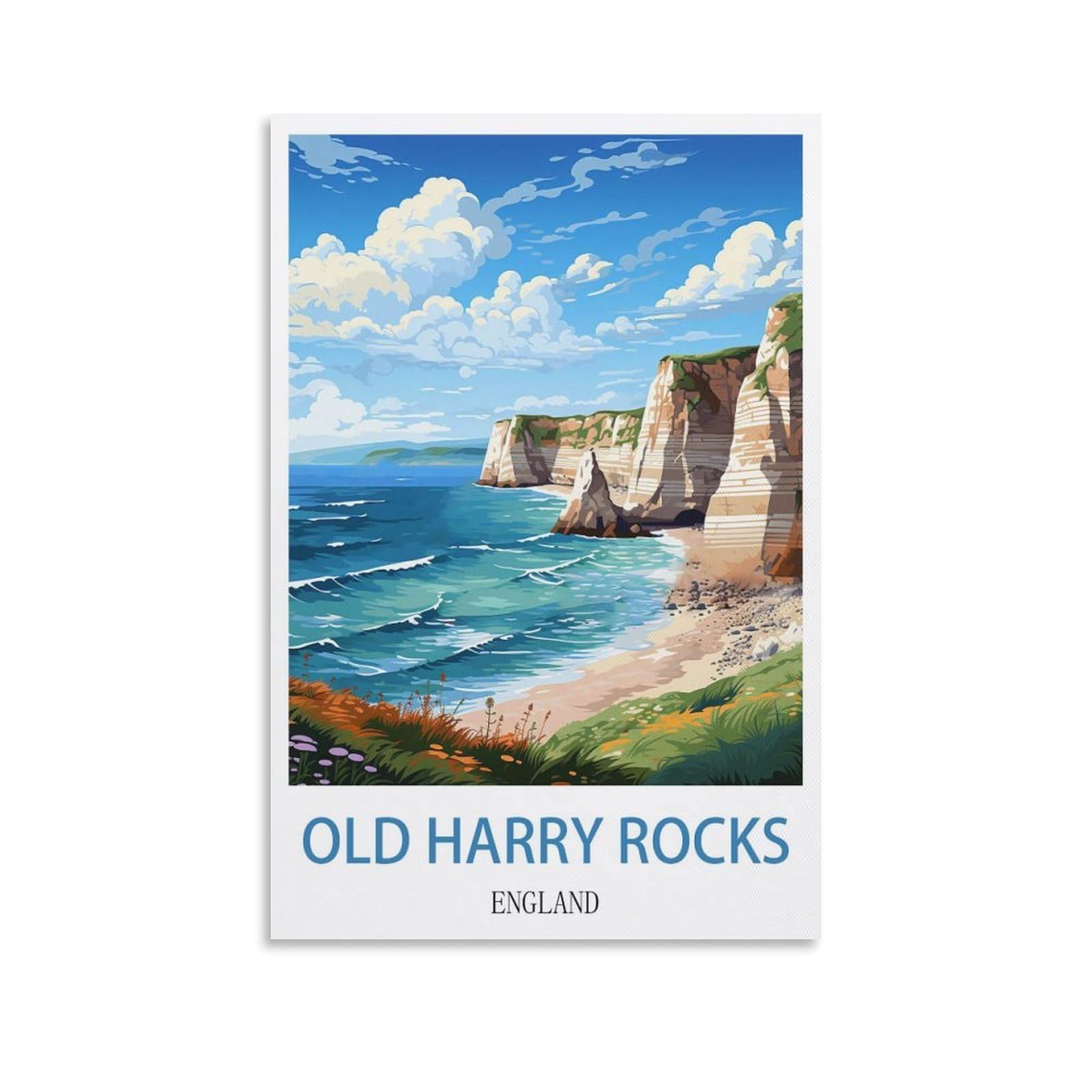 NAEGV Paint by Numbers for Adults Old Harry Rocks England Children, Beginners, DIY Gift Arts Kits with Brushes and Acrylic Pigment 20x30cm — image 1