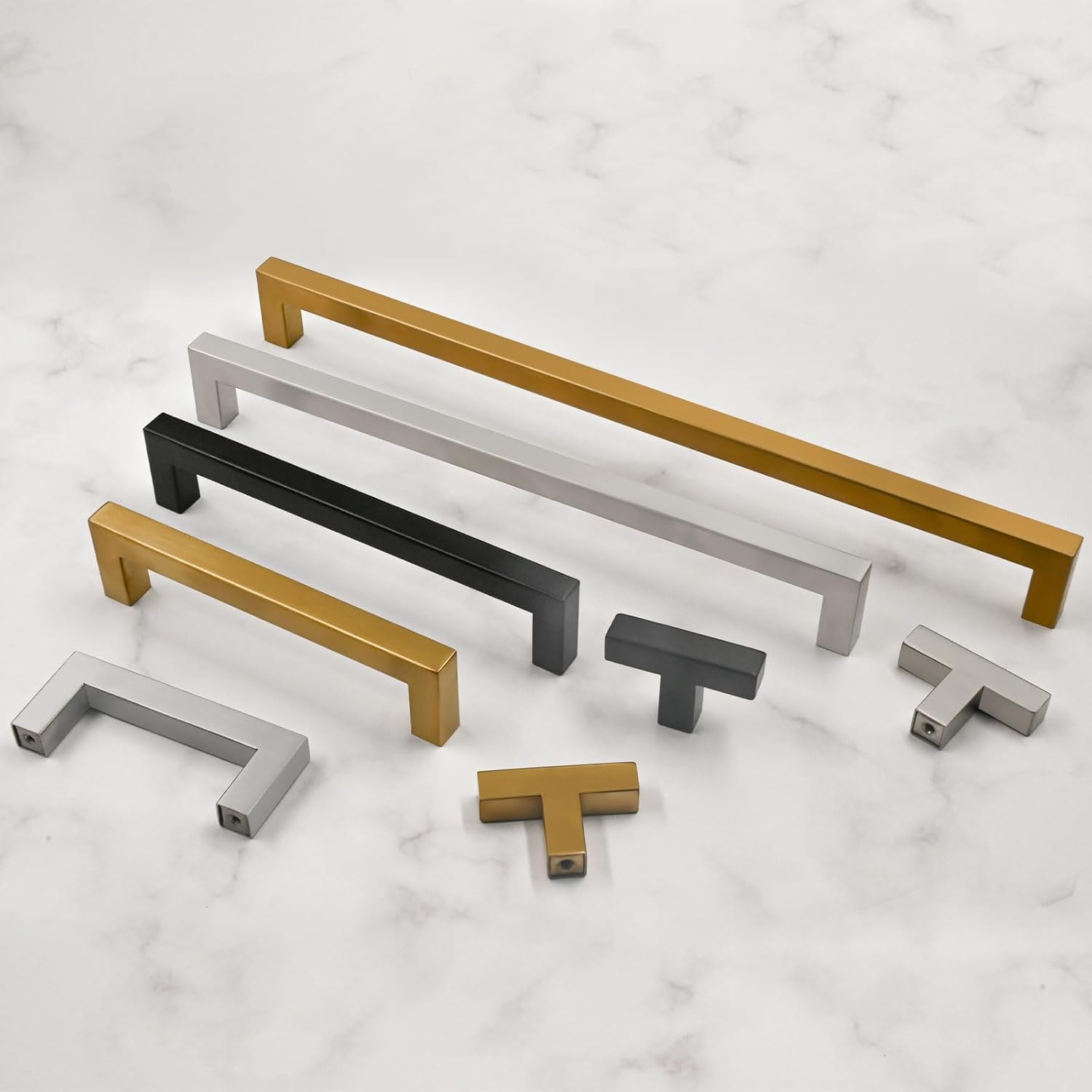 10 Pack 10''(256mm) Matte Black Cabinet Pulls Kitchen Stainless Steel Cabinet Handles Square Cabinet Hardware for Cupboard Drawer Pulls