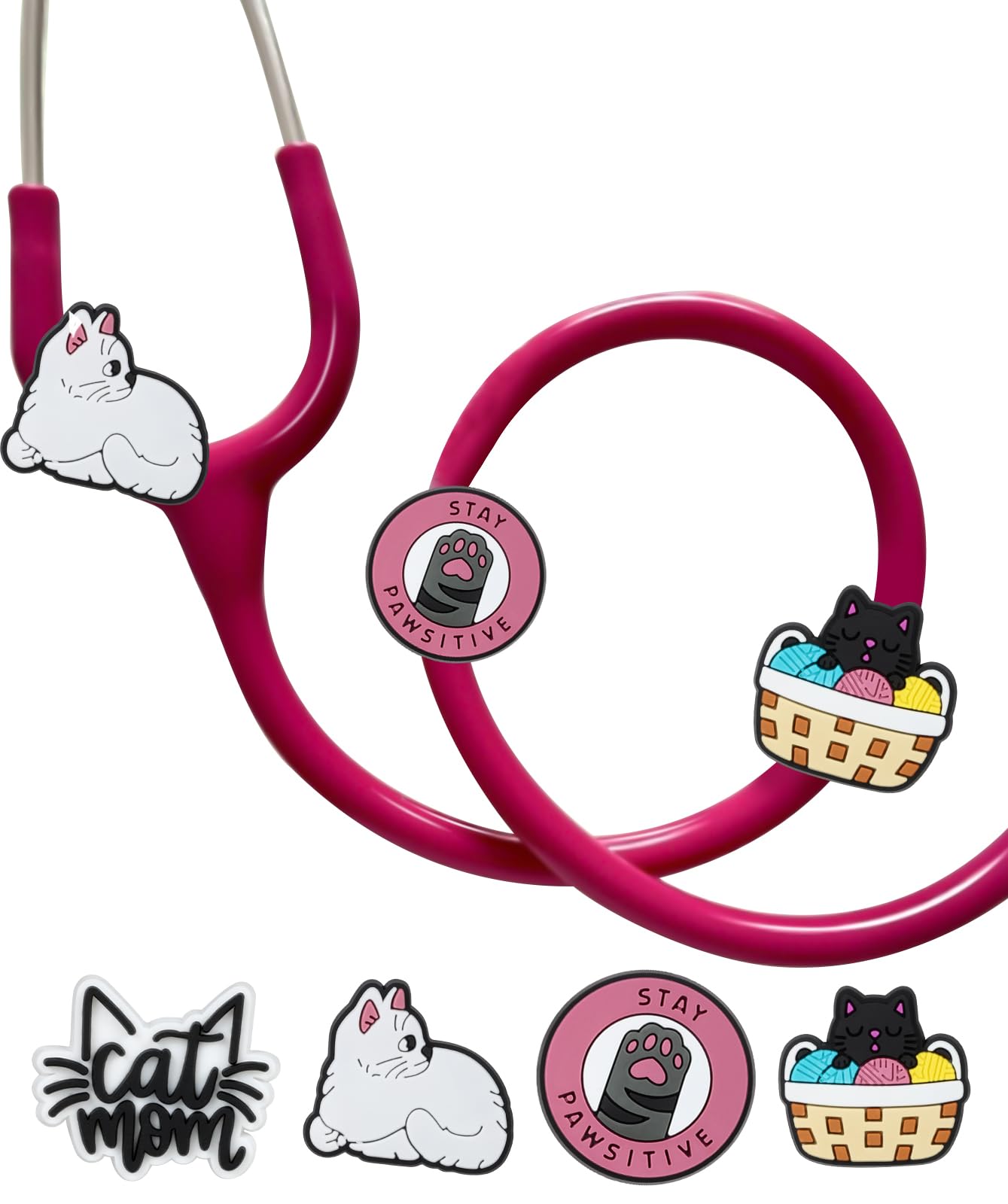 PlifalStethoscope Charm Tag for Nurse - 5 Pieces Cute Stethoscope Charm Label Personalized Accessories Fit MDF Littmann Various Styles, Present for Peds Nurse, Doctors, Medical Workers