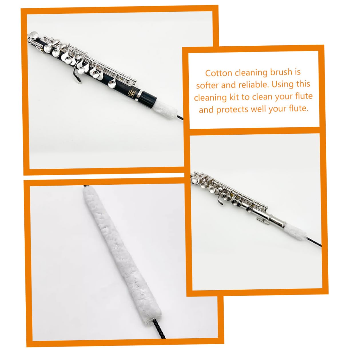 Cepillo De Limpieza Para Flauta De Algodón Suave, Herramienta De Mantenimiento Para Interior De Flautín, Accesorio Reutilizable Para Limpieza y Cuidado De Instrumentos Musicales