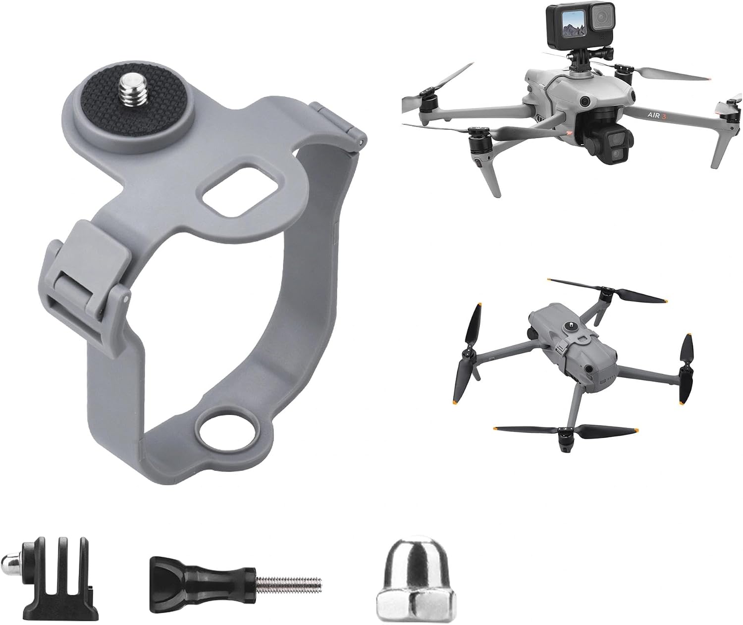 Air 3S Quadcopter Camera Mounts for DJI Air 3S AIR 3 Accessories Drone Top Extension Adapter Mount Compatible with Go Pro, for Insta360 / DJI Action Cameras/Vlog Lgiht Extension Bracket