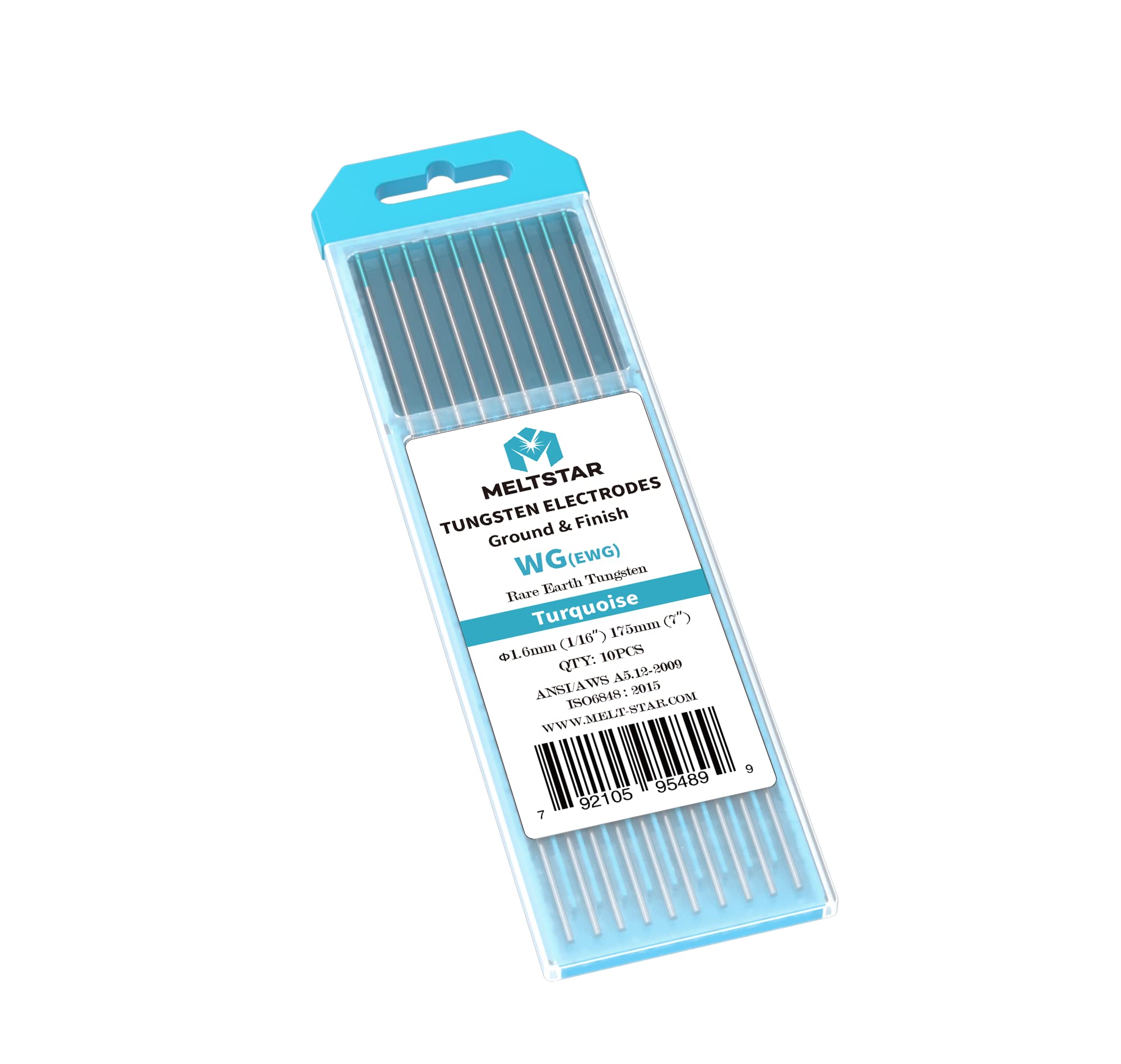 WIG-Elektroden mit türkiser Markierung | Ø 1.6 × 175 mm | 10 Stück Packung