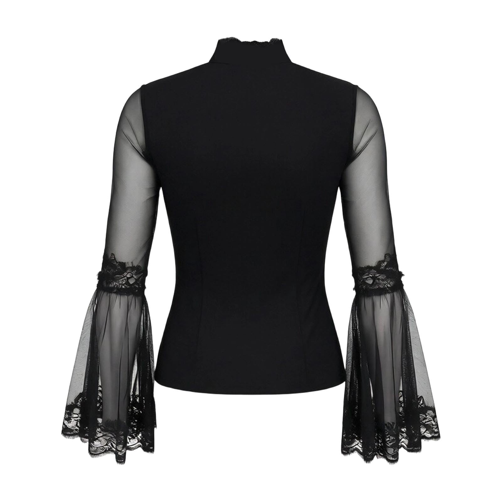 Generisch 2026 Camicetta trasparente a maniche lunghe con cerniera, tunica larga in rete, elegante top basic per jogging