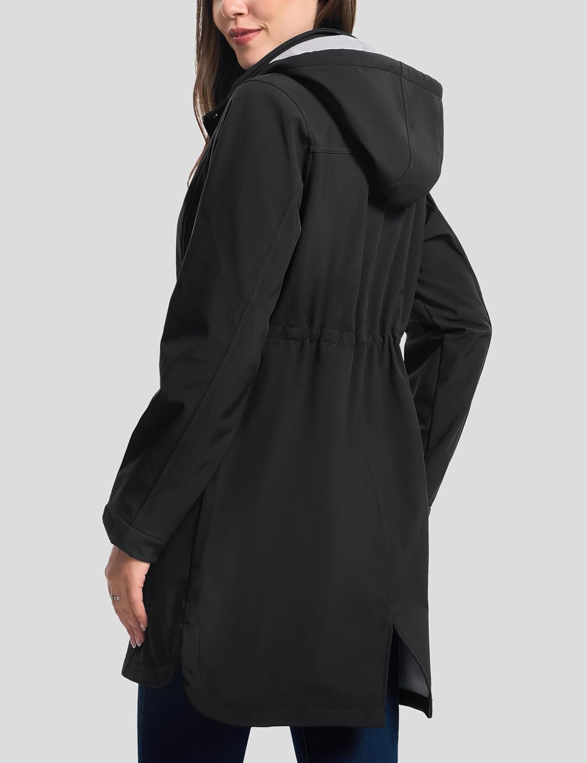 MAGCOMSEN Women's Long Fleece Lined Jackets Warm Winter Windbreaker Rain Coat Hooded Softshell Windproof Insulated - Image 2