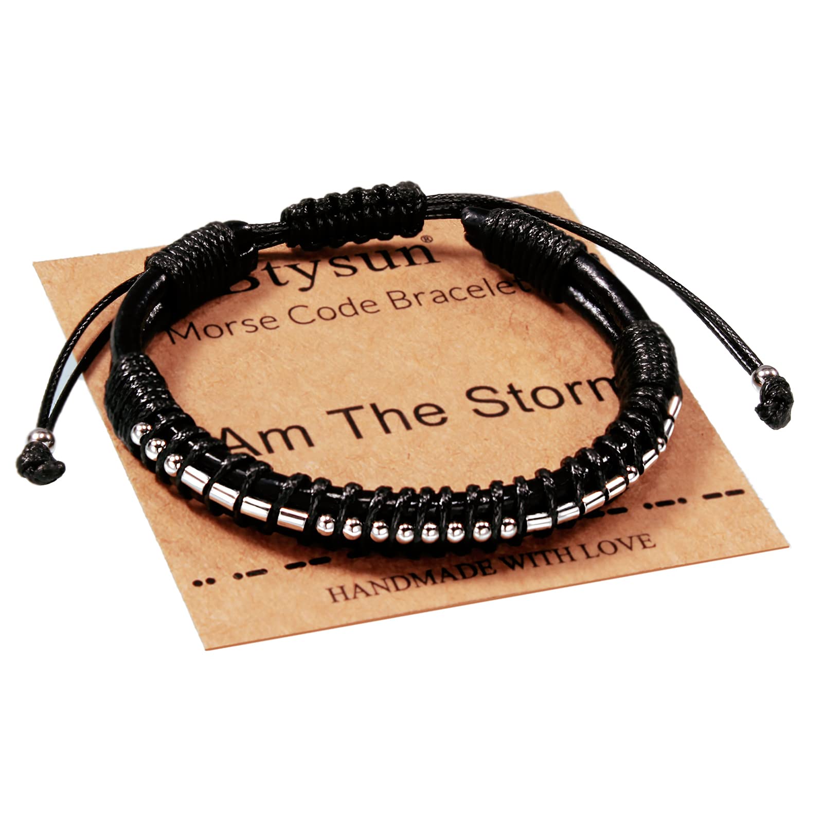 Btysun Fathers Day Gift, Gifts for Men Morse Code Bracelets for Men 2026 Graduation Gifts Mens Bracelet for Him Boyfriend Husband Leather Bracelet Motivational Birthday Jewelry Stocking Stuffers