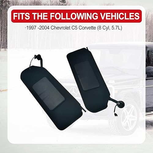 Miniatura 5 de 2 viseras para el lado izquierdo del conductor y del pasajero derecho con luces LED brillantes actualizadas, repuesto para Corvette C5 Chevrolet