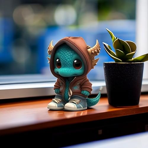 Miniatura 2 de Figuras de dragón geniales, figuras de dragón de dibujos animados, divertidas y lindas figuras de resina, mini escritorio para el hogar, oficina,