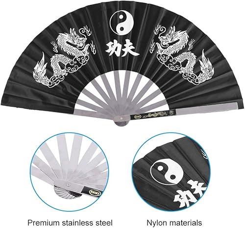 Miniatura 4 de Maxmartt Abanico de mano plegable de acero inoxidable, ventilador de tai chi, ventilador de kung fu, fanáticos de karate, fanático chino, fanático