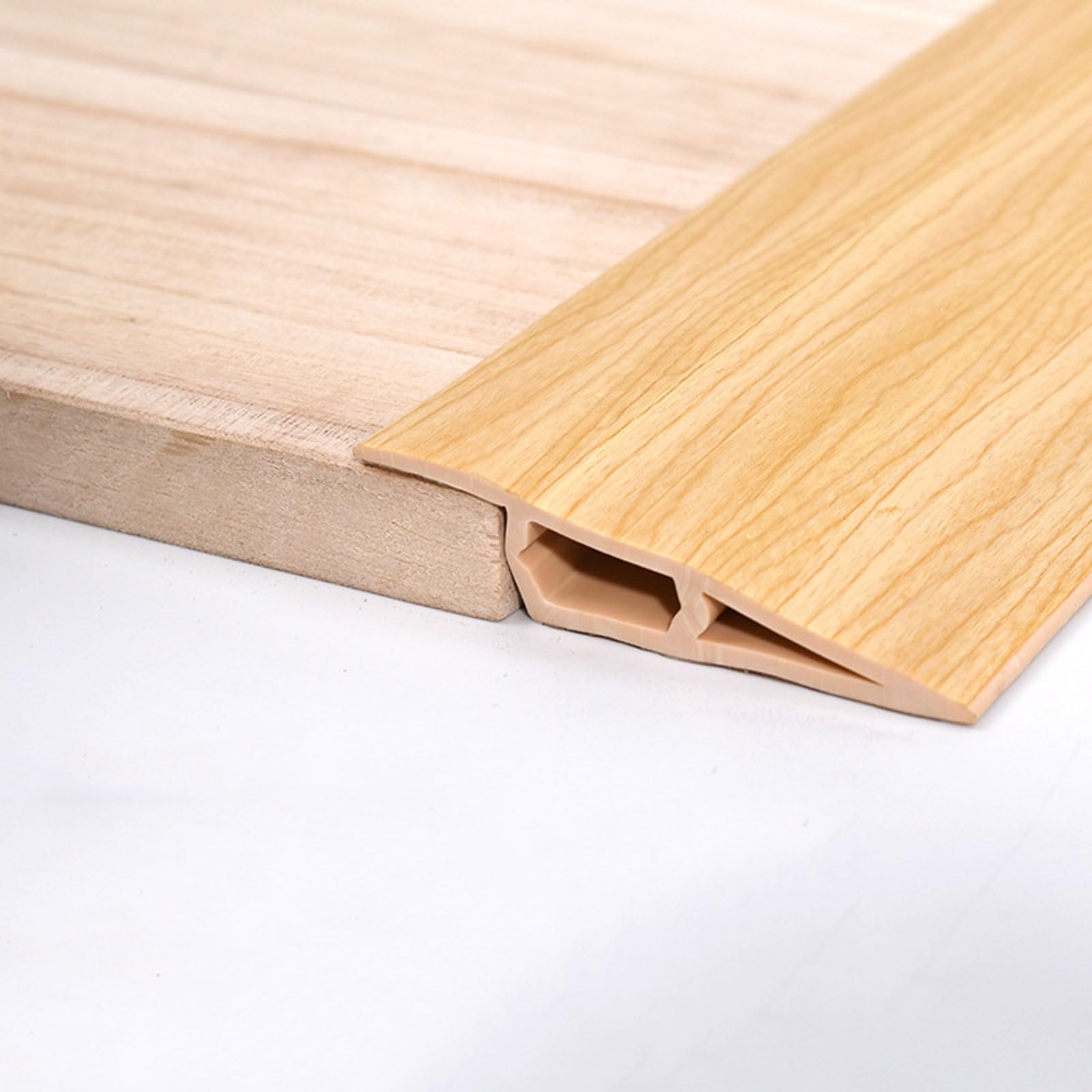 HUIZHENSHENG 10FT/3meter Floor Transition Strip Vinyl Door Threshold Flooring Transition Self Adhesive Carpet Edging For Laminate Doorway Edge， Height Threshold Ramps(Size:7-10mm,Color:wood grain)