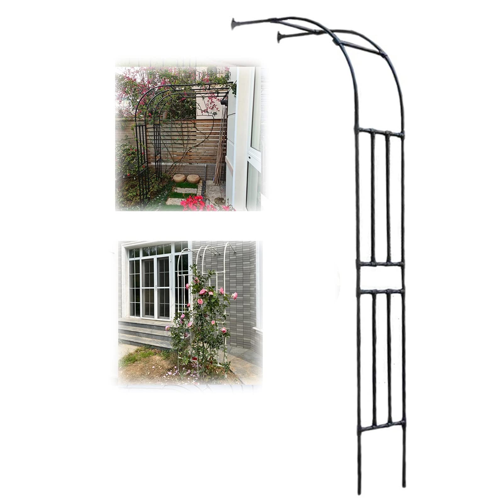 Treillis en métal résistant aux intempéries pour plantes grimpantes - 240 cm - Support durable pour décoration de jardin et aménagement paysager - Noir
