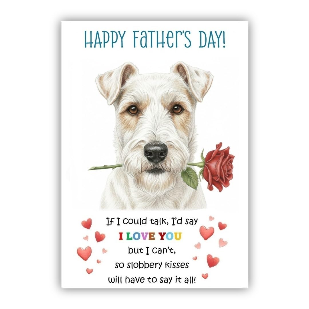 Father’s Day Card From the Dog. Adorable Fathers Day Pet Card. Many Breeds Available. (• Welsh Terrier white)