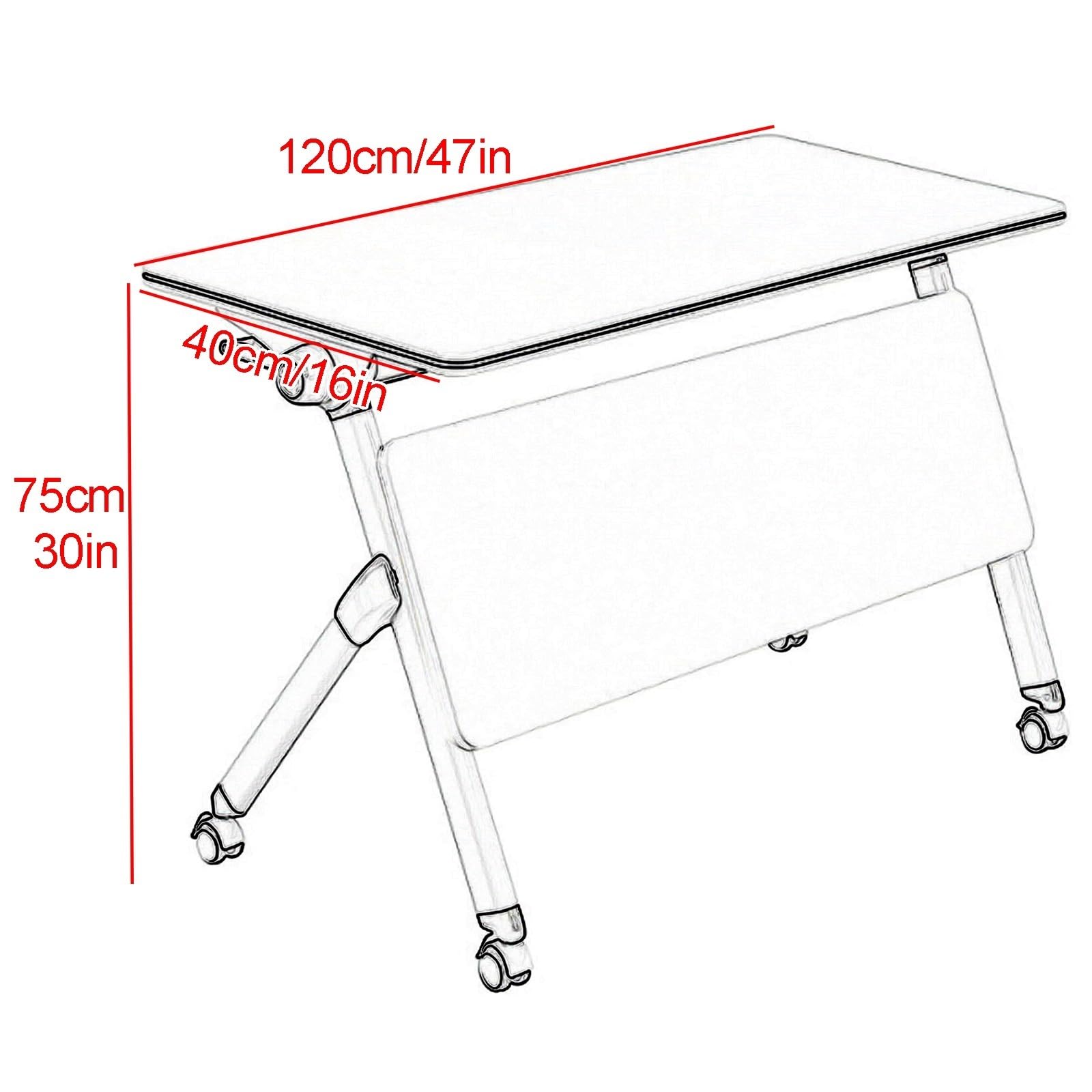Tavolo da conferenza pieghevole con ruote, moderno, bianco, per sala riunioni, 120 x 40 x 75 cm, soluzione versatile e mobile