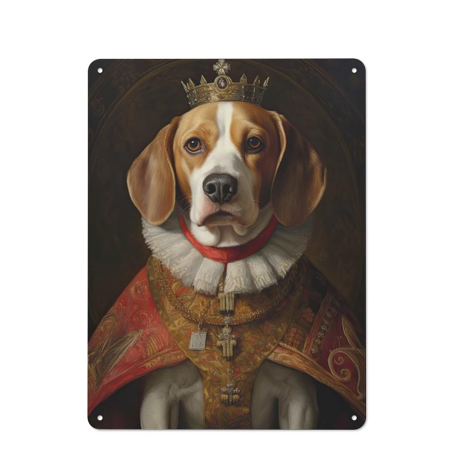 Beagle The King Vintage Tin Sign 40x30cm, Rustic Bistro Wall Plaque for Kitchen, Cafe, Pantry Or Dining Room