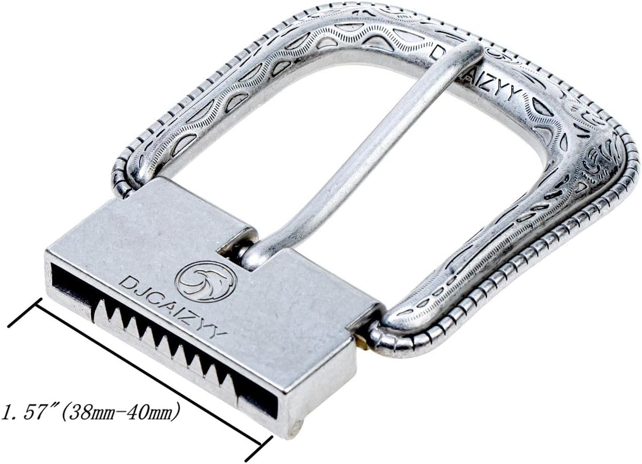 1.5”(40 mm) Belt Buckle Replacement Western Cowboy Single Prong Buckle Men's and Women's Vintage Silver - Image 4