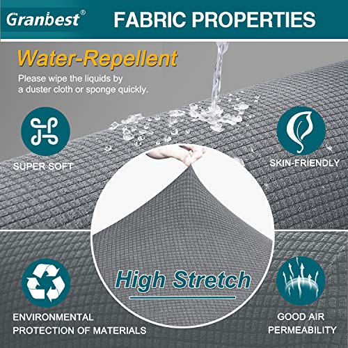 Granbest 4 Piece Premium Water-Repellent Sofa Slipcover For 3 Cushion Couch High Stretch Sofa Cover For 3 Seat Sofa Super Soft Fabric Couch Cover For Dogs Pets Furniture Cover (Large, Light Gray) #TOP2